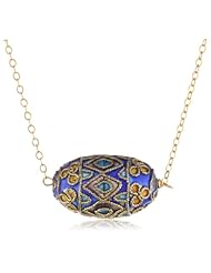 Gold Over Sterling Silver Chain with Cloisonne Egg Shape Bead Necklace, 18"