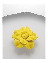 Yellow Flower Leather Ring In White Base