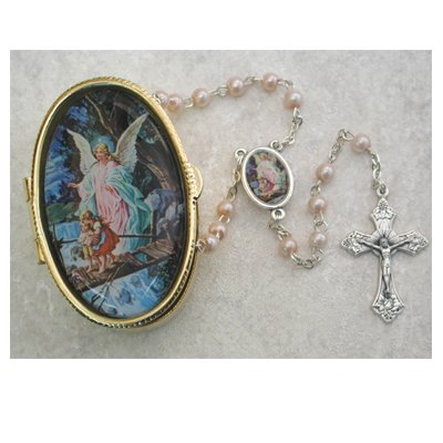 Girls Guardian Angel Rosaries with Matching Guardian Angel Case