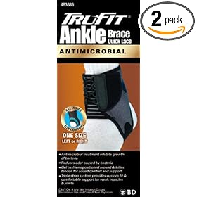 Tru-Fit Antimicrobial Quick Lace Ankle Brace, One Size (Pack of 2) by TruFit
