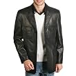 BGSD Men's Three-Button Military New Zealand Lambskin Leather Blazer
