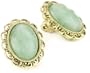 1928 Boutique Aventurine Brass Tone Oval Clip On Earrings