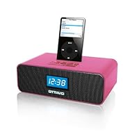 Ottavo OT1040-P Speaker Docking Station with Alarm Clock for All Generation iPods and iPod Touch - Pink