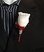 Angel Isabella Boutonniere - White Rosebud with Red Ribbon and Red Petal