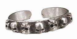 Goth Skull Heads Punk Pewter Bracelet