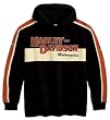 Harley-Davidson&reg; Mens Prestige Hooded Sweatshirt. Patches on sleeves and appliqu&eacute; graphics on front. 99047-09VM