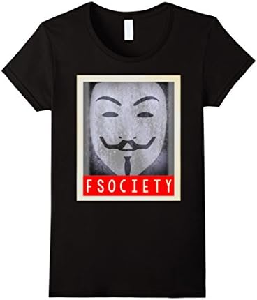 Women's Fsociety tshirt Hacker Logo T-Shirt Medium Black