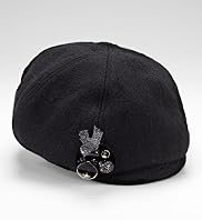 Jewel Badge Baker Boy Hat with Wool