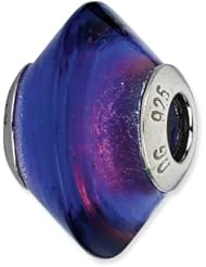 Sterling Silver s Dark Blue & Pink Italian Murano Bead by Reflection Beads, Best Quality Free Gift Box Satisfaction Guaranteed