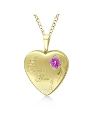 Flower Pattern I Love You Engraving Heart Shaped Pendant Necklace For Women 14K Yellow Gold Vermile