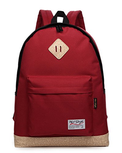 HotStyle 931F JEROME Casual Canvas Backpack (20L) Cute School College Daypack Bag Rucksack Bookbag for Teenage Boys Girls Students With 14-inches Laptop Compartment (Red)
