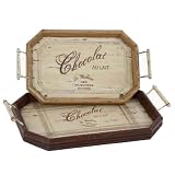 Rustic French Chocolate Motif Set of 2 Trays