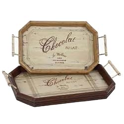 Rustic French Chocolate Motif Set of 2 Trays