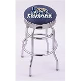 Brigham Young Cougars 30 Double-Ring Swivel Bar Stool with 2.5 Ribbed Chrome Accent Ring