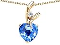1.95 cttw 925 Sterling Silver 14K Yellow Gold Plated Genuine Heart Shaped Blue Topaz Pendant - Gold Plated Silver