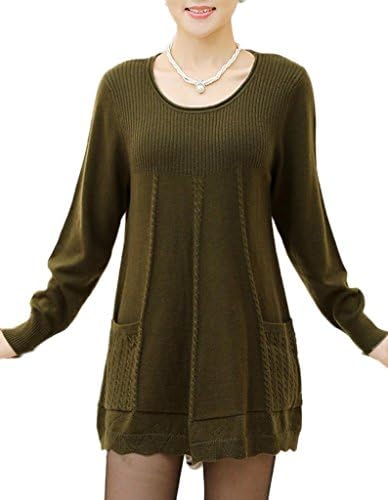 Women's Loose Sweater Solid Dress Plus Size Pickles green X-Large