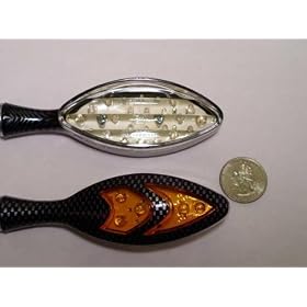 Turn Signals - Super diode - Clear Lenses, Carbon Look Base - Universal Motorcycle Lights - Honda CMB 600rr 1000rr, Suzuki GSXR 600 750 1000, Yamaha YZF R1 R6, Kawasaki Ninja ZX6r ZX9r ZX10r ZX12r ZX14