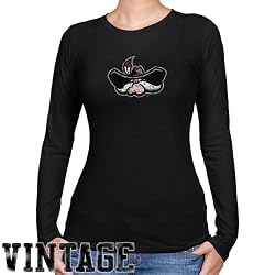 NCAA UNLV Rebels Ladies Black Distressed Logo Vintage Long Sleeve Slim Fit T-shirt