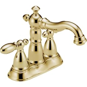 Delta 2555LFPB-216PB Victorian Two Handle Centerset Lavatory Faucet, Polished Brass: Home Improvement