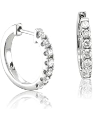14k White Gold 7 Stone Hoop Diamond Earrings (HI, I1-I2, 0.50 carat)