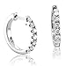Certified 14k White Gold 7 Stone Hoop Diamond Earrings (GH, SI-I, 0.50 carat)