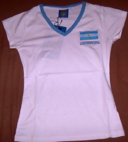 2010 WORLD CUP LADIES SPANDEX STRETCH ARGENTINA SOCCER TSHIRT SIZE XL (WHITE VERSION)
