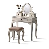 Beautiful White Wood Vanity Set with Stool #Pdf41064