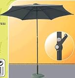 Outdoor Living : 2M CHARCOAL POLYESTER , STEEL POWDER COATED GARDEN FURNITURE PARASOL WITH CRANK