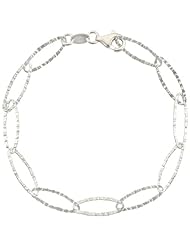 Sterling Silver 7.5 in. Textured Oval Link Bracelet 1/4 inch (6.5 mm) wide, Diamond Cut Finish