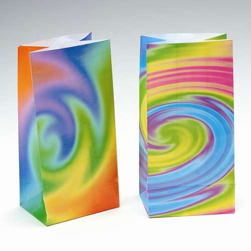12 Tie Dye Paper Goodie Bags