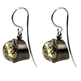 Fine Quality Green Amber and Sterling Silver Round Earrings