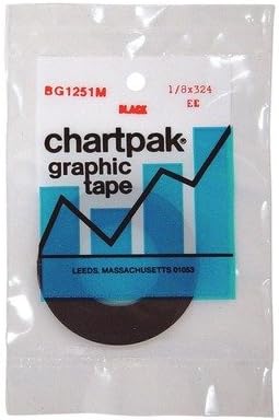 (3 Pack Value Bundle) CHABG1251M Graphic Chart Tape, 1/8quot; x 324quot;, Matte Black