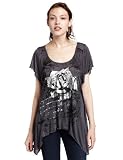 Fleurish Junior's Sharkbite Foil Screen Tee,Charcoal,Small