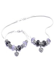 Antique Heart Charm Bracelet and Necklace Gift Set Girls Pandora Style