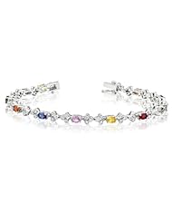 14K White Gold 0.62ct Diamond and Sapphire Bracelet