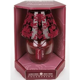 Red Pomegranate Scented Jar Candle Lamp with Flocked Glass Shade - Great Christmas Holiday... by Aroma Riche