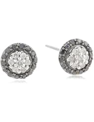 10k White Gold Black and White Diamond Ear Pin Earrings (.25 cttw, H-I Color, I2-I3 Clarity)