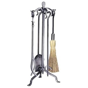 5 Pc Pewter W.I. Fireset With Crook Handle by UniFlame