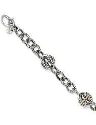 Genuine Sterling Silver & 14K Yellow Gold 7In Link Bracelet 1 9.3 Grams Of Gold