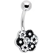 Clear Black Floral Flowers Belly Ring