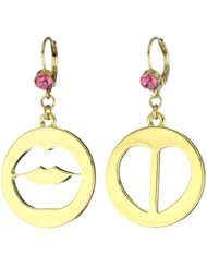 Betsey Johnson "Status" Heart And Lips Medallion Mismatch Earrings