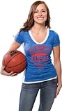 Kansas Jayhawks Women's Royal Side Stripe Jersey Burnout V-neck T-Shirt