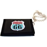 Route 66 Tri-Fold Leather Wallet - w/Chain Link Clip On