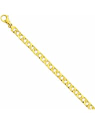 Genuine 14K Yellow Gold 7.35Mm Polished Fancy Link Bracelet 8 Inches 100% Satisfaction Guaranteed.