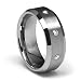 8mm 3 Three Stone Diamond Bezel Mens Tungsten Carbide Comfort Fit Wedding Band Ring (0.09 CTW., G-H, SI1-SI2) (Size 8.5 to 12.5) - Size 11.5 - Contemporary Metals Collection