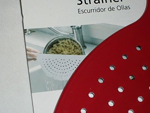Red Kitchen Plastic Crescent Pot Top Strainer Sieve Colander Vegetable Pasta