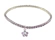 Anklet - A46 - Swarovski (tm) Crystal - Stretch ~ Violet with Flower Charm