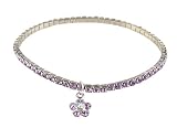 Anklet - A46 - Swarovski (tm) Crystal - Stretch ~ Violet with Flower Charm