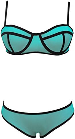 Orcfly Women's Neoprene Push-up Bandage Bikini Medium Light Blue