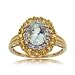 14KT Solid Gold Ring Aquamarine Yellow Beryl & Diamond